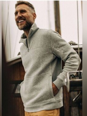 Taylor Stitch Horizon double knit Ash Grey half Zip pull over 42(L)